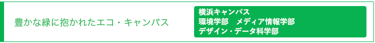 豊かな緑に抱かれたエコ・キャンパス｜横浜キャンパス 環境学部 メディア情報学部 デザイン・データ科学部